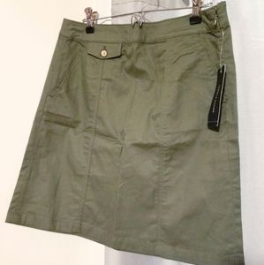 Tommy Hilfiger Olive Cotton Twill Skirt